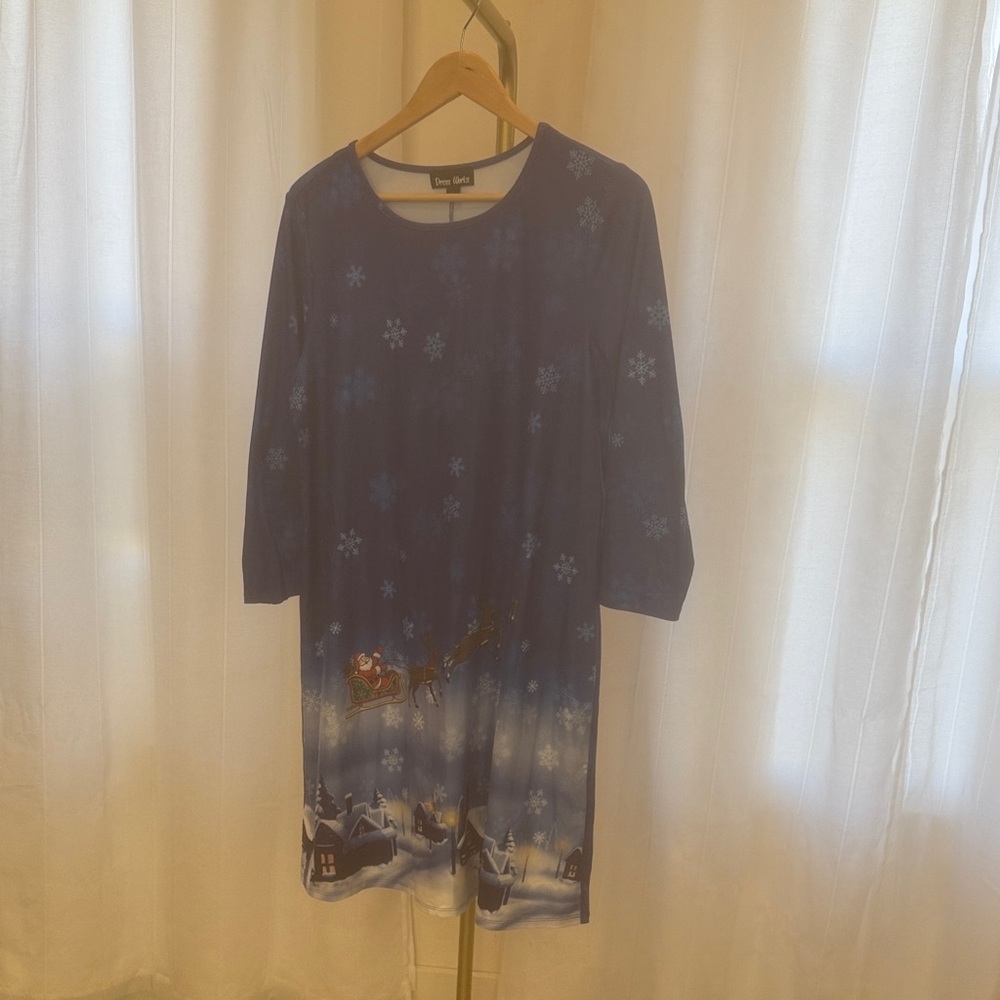 Blue Snowflake Print Dress